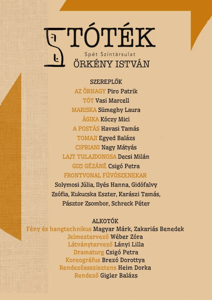Örkény István: Tóték - Spét Társulat szereposztás